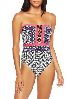Trina Turk Tanzania Scarf Plunge One-Piece Swimsuit